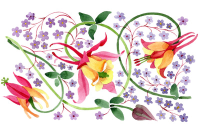 Ornament for flower vase watercolor png