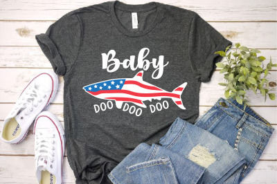 Baby Shark USA Flag Doo Doo Doo SVG 4th of July 1441S