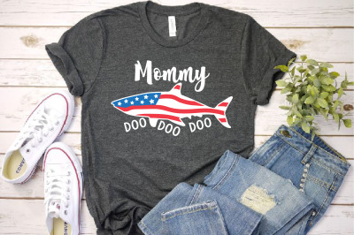 Mommy Shark USA Flag Doo Doo Doo svg 4th of July 1442S