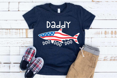 Daddy Shark USA SVG Doo Doo Doo  Papa husband 4th of July 1443S