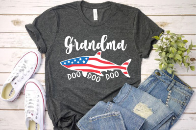 Grandma Shark USA Flag Doo Doo Doo SVG Shower 4th of July 1444S