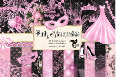 Pink Masquerade Digital Scrapbook Kit