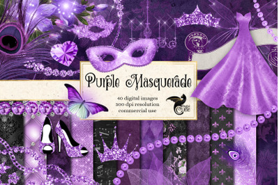 Purple Masquerade Digital Scrapbook Kit