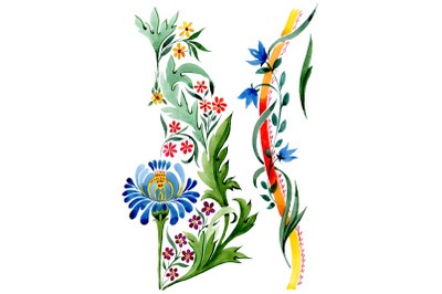 Ornament floral &quot;Riddle&quot; watercolor png