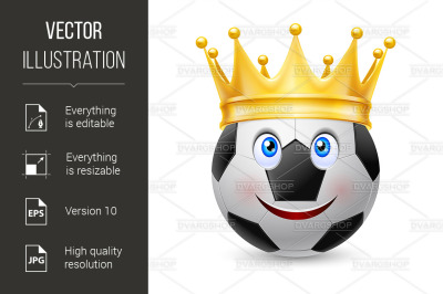 Gold crown on soccer ball