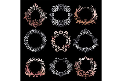 Ornate frames. Silver ornamental frame&2C; rose gold vintage premium fram