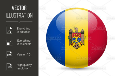 Round glossy icon of Moldova