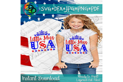 Little Miss USA, USA svg, Patriotic svg, Merica svg, Digital Clip Art