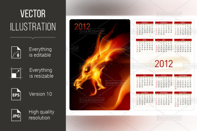 Calendar twenty twelve. Red Dragon.