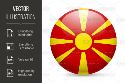 Round glossy icon of Macedonia