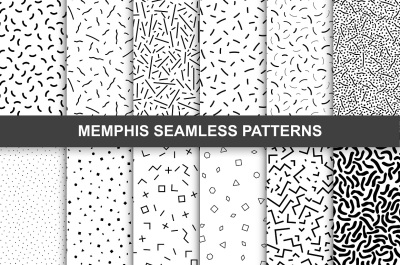 Memphis seamless patterns. Swatches.