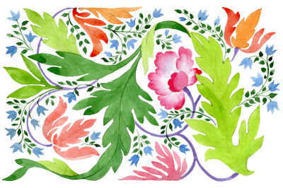 Ornament of wildflowers watercolor png