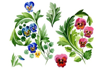 Ornament with violas Watercolor png