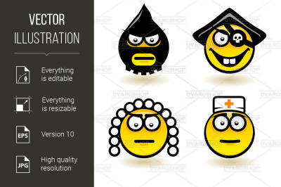 Four cartoon of abstract emotions