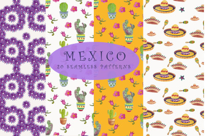 Mexico. Seamless patterns. Digital paper