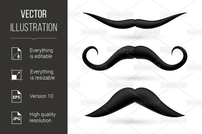 A set of three moustache