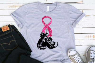 Boxing Gloves Hanging On Breast Cancer SVG Fight for a cure 1460S