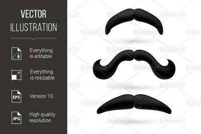 A set of three moustache