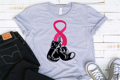 Boxing Gloves Hanging On Breast Cancer SVG Fight for a cure 1462S