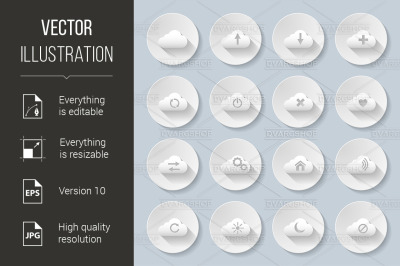 Set of paper style cloud icons