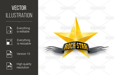 Golden star with Rock Star banner