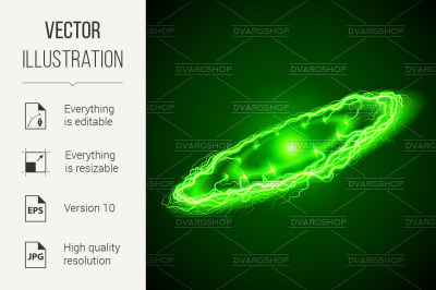 Ring lightening in green color on dark background