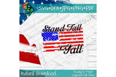 Stand Tall Yall svg&2C; Grunge flag&2C; independence day&2C; 4th of july svg&2C; D