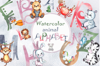Watercolor animal alphabet