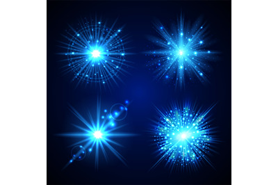 Set of blue flash stars