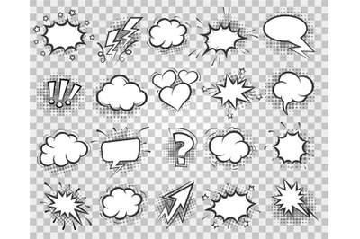 Cartoon sketch speech bubbles set