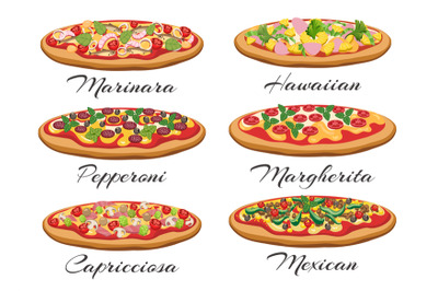 Cartoon pizza set