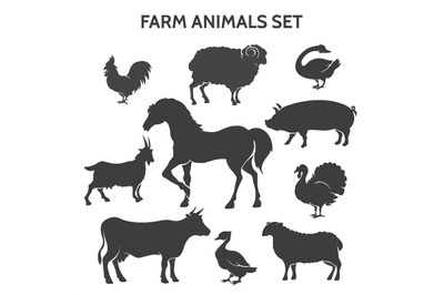 Farm animals silhouettes