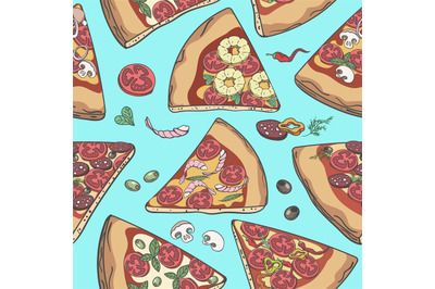 Pizza slice seamless pattern