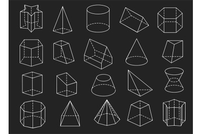 Line geometric shapes 3d icons set