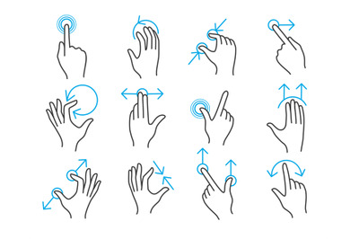 Hand touchscreen gestures