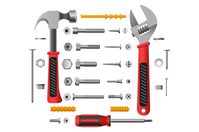 Screws, nuts and tools