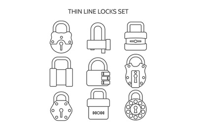 Outline lock icons set