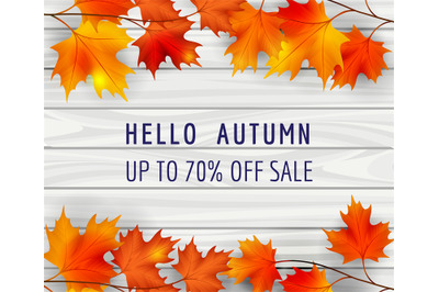 Autumn sale poster background with leaves