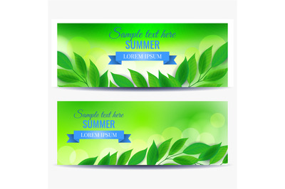 Horizontal flyers with green leaves