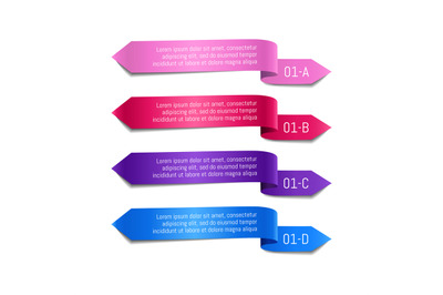 Set of colored ribbons with text