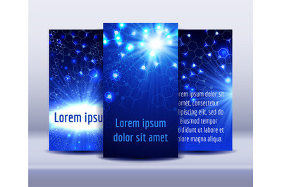 Flyers with molecule structure glowing background