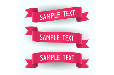 Set of red ribbons and text