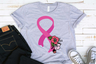 Flower Ribbon Breast Cancer SVG Fight for a cure Be Strong 1464S