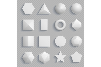 Top view realistic math basic shapes isolated on transparent backgroun