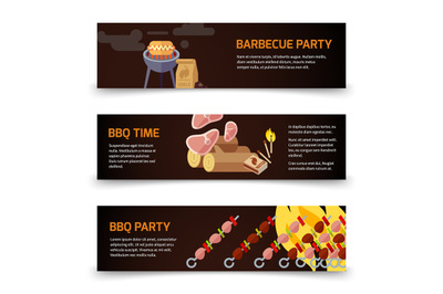 BBQ and steak horizontal banners template. Meat&2C; coal&2C; firewood and ba