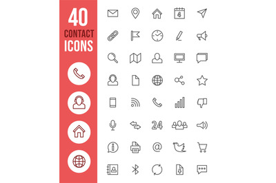 Social media vector thin line icons and contact symbols