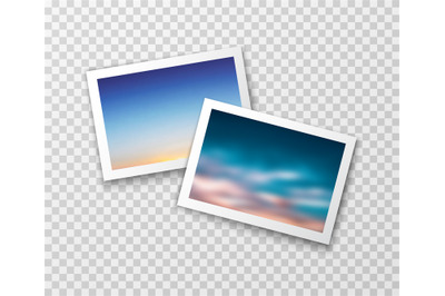 Photo frames with blurred landscapes. Vector photography template. Nos