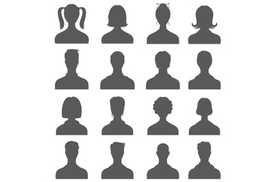 Anonymous face people heads vector silhouettes. Monochrome business us