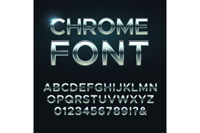 Chrome metal vector font. Steel metallic alphabet letters