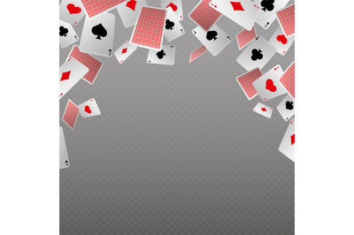 Falling playing cards isolate. Vector template for casino and gambling